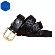 Black Woven GENUINE LEATHER Strap Mens Luxury Belt Stylish Fashion Waistband