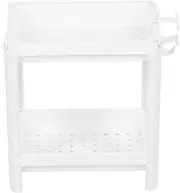 Grcfumo Bathroom Tower Shelf, White Slim Freestanding Storage Rack, Sturdy Corner Storage Shelving Rack for Living Room Bedroom Kitchen (2 Tier)
