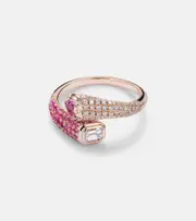 [Shay Jewelry] Shay Jewelry Mixed Bypass 18kt rose gold pinky ring with diamonds and sapphires L 1/2 gold