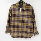 NWT Madewell Shirt Jacket womens small Gray Yellow Plaid Twill Oversized shacket