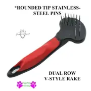 Pet Grooming Dog Cat V-RAKE DOUBLE ROW PIN DEMATTER Comb MAT PICKER COAT Tool