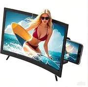 Screen Magnifier for Cell Phone, Curved Magnifying HD 3D Phone Screen Amplifier Phone Stand with Screen Enlarger Compatible with All Smartphones for Movies Videos (14 inch)