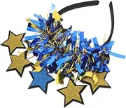 [Kisangel] Headband Decorative Headdress Headbands Costume Accessory Glitter Headpiece Headband Photo Booth Props Tassel Head Blue