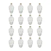 16PK Glass & Co Large Glass Skull Bottle Wine Container w/ Cork Lid Clear 800ml