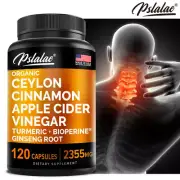 Ceylon Cinnamon Capsules 2355mg - with Apple Cider Vinegar, Turmeric, Bioperine