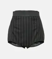 [Dolce & Gabbana] Dolce & Gabbana Pinstripe wool-blend shorts AU 16 black