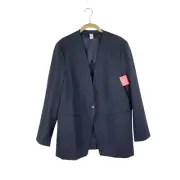 Spanx NWT Perfect Collarless Blazer Navy Blue Stripe Ponte Oversized Size Large