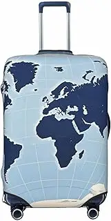 [STVYUKL] Blue Map Of The World (2) Luggage Cover Personalized Elastic Washable Suitcase Cover Luggage Protector Auti-Scratch Suitcase Case Protector Fits 18-32 Inch Luggage, Black, Small