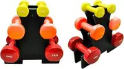 3 Pairs PVC Dumbbell Set - 1kg + 3kg + 5kg With Free Rack - Total 18kg Weights
