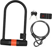BRIGHTFUFU Bike U-Shaped Lock Anti Theft Steel Cable 1 Set Chain Lock Keyed Mountain Bike Accessories