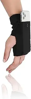 Adjustable Cell Phone Armband with Reflective Logo, Non-Slip Knitted Cloth for Running, Walking, Hiking, and Cycling Black Wrist Bag