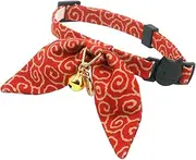 PetSoKoo Unique Bunny Ears Bowtie Cat Collar, Japan Traditional Lucky Pendant Gold Bell. Safety Breakaway, Light Weight, Soft, Durable. Quick Release Easy Adjustable (Standard, Red)