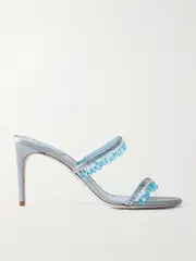 [René Caovilla] René Caovilla - Embellished Satin Sandals - Light blue - IT37 IT 37 Blue