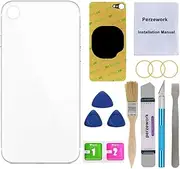 Perzework OEM Rear Back Glass Replacement for iPhone SE 4.7 inches (White) 2020 Second Generation and 2022 Third Generation with Reparing Toolkit