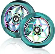 DBREAKS Stunt Scooter Wheels, 2 Pieces Scooter Replacement Wheels, 110 mm Scooter Wheels with ABEC, 9 Ball Bearings, Hardness 88A, Suitable for All Scooter (Colourful Blue)