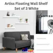 Wall Mount Shelf Floating Display Shelves Décor Storage Bookshelf Set of 3 White