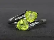 1.50 Ct Trillion Cut Simulated Peridot Women's Bypass Ring 14K White Gold Finish