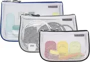 [Travelon] Set of 3 Assorted Piped Pouches, Cool Tones, One Size, Set of 3 Assorted Piped Pouches