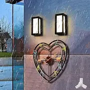 Outdoor Clocks Waterproof, Outdoor Wall Clock, Large Outdoor Clock, Outdoor Pool Clock Heart-Shaped Romantic Design, Black Wall Clock for Kitchen, Clocks for Living Room Decor Large