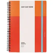 Any Day Now Spiral Brights B5 Ruled Notebook Orange and Red