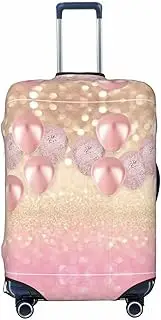 [CADREWY] Pink glitter balloon Print Travel Suitcase Cover Luggage Protector with Elastic Anti Scratch for Carry On, Black, Small