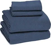 Sleepdown Jersey Knit Queen Sheet Set | T-Shirt Cotton Blend Ultra-Soft Breathable Sheets Queen Size Bed Set | Stretchy Comfy All Season Jersey Sheets Queen Set | Deep Pocket Queen Sheets, Denim