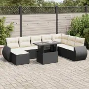Garden Sofa Set Black Modular Cushions Outdoor Furniture Storage Adjustabl 26687