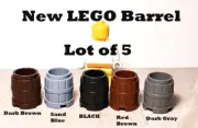 New LEGO Barrel Lot Barrells Whiskey Lot of 5 Assorted Colors Sand Blue Black
