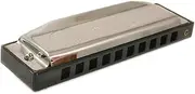 House of Marbles Advernturer's Campfire Metal Harmonica Instrument in the Key of C Major, an Easy Diatonic Musical Scale Mouth Organ in Stainless Steel, for Beginners to Professionals Musicians