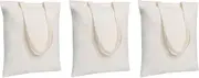 PENGQIMM Canvas Tote Bag,Canvas Grocery Bags,3 Pcs Reusable Canvas Tote Bags,Multi-purpose Blank Cloth Bags,Lightweight Washable, Suitable for Grocery,Shopping,Craft DIY Drawing and More
