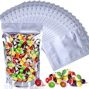 Mylar Bags for Freeze Dried Candy,50 Pack Frozen Dry Sour Skittles Bags with Clear Window, Stand Up Pouches