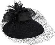[Beavorty] Elegant Wedding Veil Headband Fascinators for Women Tea Party Women Banquet Hat Headband Hat Set Black