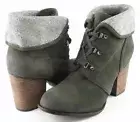 $170 SPLENDID LYON Slate Suede Designer Lace Up Ankle Stacked Heel Boots 10