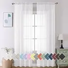 Voile Sheer Window Curtains 120 inch Extra Long, 40"W x 120"L (Pack of 2) White
