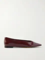 [Bottega Veneta] Bottega Veneta - Sofia Patent-leather Point-toe Ballet Flats - Burgundy - IT41 IT 41 Burgundy