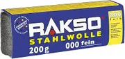 RAKSO Steel Wool Fine 000 | 200 g, 1 Banderole, Intermediate Sanding of Varnish, Shellac, Polished Copper, Brass & Oil, Wax on Wood