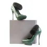 NIB RARE ALEXANDER MCQUEEN SNAKESKIN & MINK SCARPA PELLE Platform Pumps $1985
