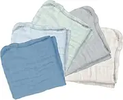 Green Sprouts Organic Cotton Muslin Face Cloths for Babies, Blueberry (5-Pieces Set)