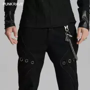 Punk Rave Men Silver Metal Apocalypse Punk Gothic Skeleton Biker Pants Chain