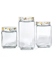 American Atelier Meyer Lemons Set of 3 Square Clear Glass Jars