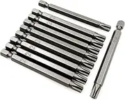 XMHF 10Pcs 75mm/3inch Long 1/4 Inch Hex Shank T35 Torx Head Magnetic Screwdriver Bits Security Tamper Proof Star 6 Point Screw Driver Set