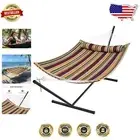 Portable Maple-Leaf Red Hammock with Freestanding Frame for Two - Easy Setup!