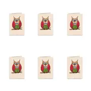 6x Cozywood Wooden Greeting Card 11x16cm stationery w/ Envelope Owlet