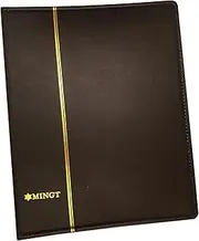 PCCB MINGT 4-Rings Binder PU Leather Collection Album Cover for Banknote Stamp Paper Money Coin Collecting and Supplies (Brown)