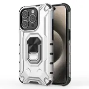 For iPhone 15 Pro Max Case Scratch Proof PC+TPU Phone Cover with Ring Kickstand