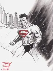 Original Superman Sketch by Jeff Tae 9x12 Board