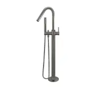 Round Floor Standing Bath Mixer and Hand Shower - PVD Shadow