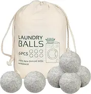 Wool Dryer Balls 6 Pack Reusable Laundry Drying Ball New Zealand Natural Fabric Softener Reduce Clothing Static and Wrinkles