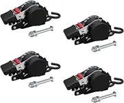 Mytee Products 4 Pack 1'' x 5' Bolt on Retractable Ratchet Straps for Cargo - Coated S Hook Auto Retract Ratchet Straps - Self Ratcheting Strap for Boat Tie Down to Trailer & Jet Ski, ATVs, Bikes