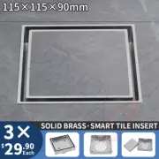 3X Brass 115mm Square Bathroom Smart Tile Insert Shower Grate Drain Floor Waste